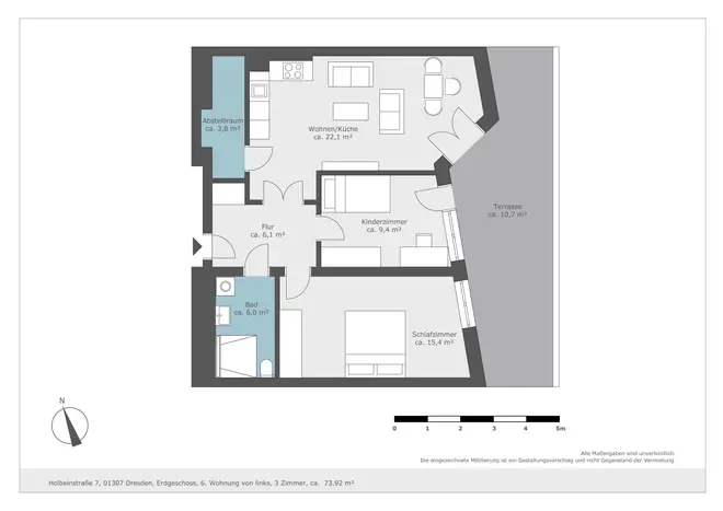 3 Zimmer Wohnung mit 73 m² in Dresden – Bild 2