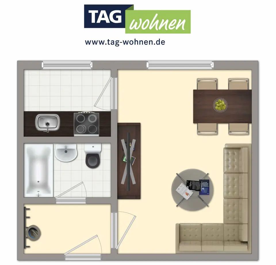2 Zimmer Wohnung mit 26 m² in Stralsund – Bild 2