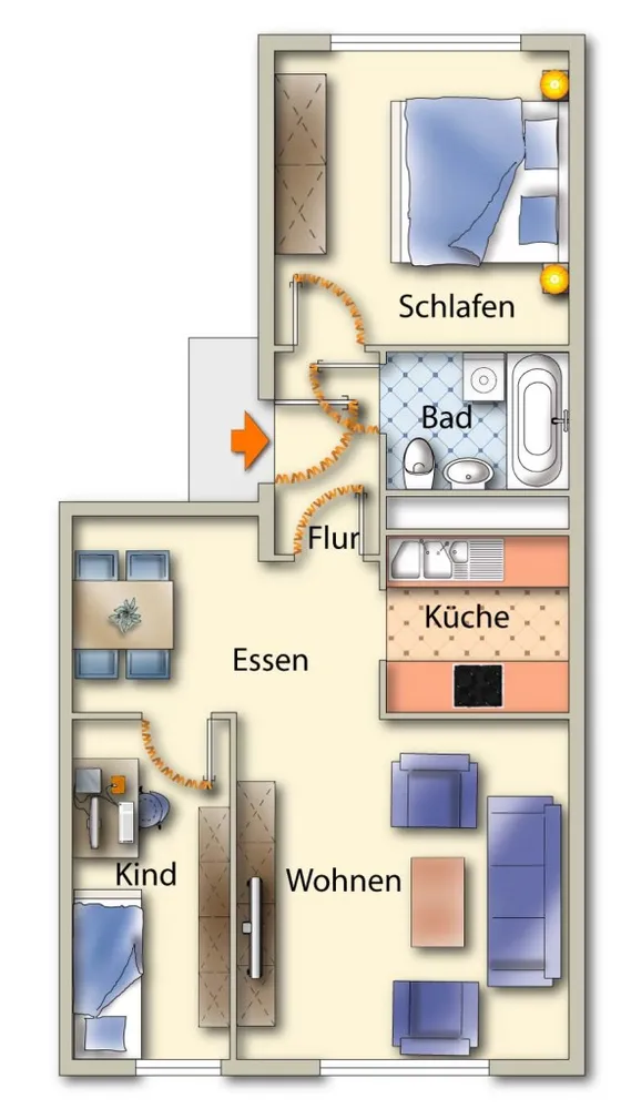 3 Zimmer Wohnung mit 54 m² in Freiberg – Bild 3