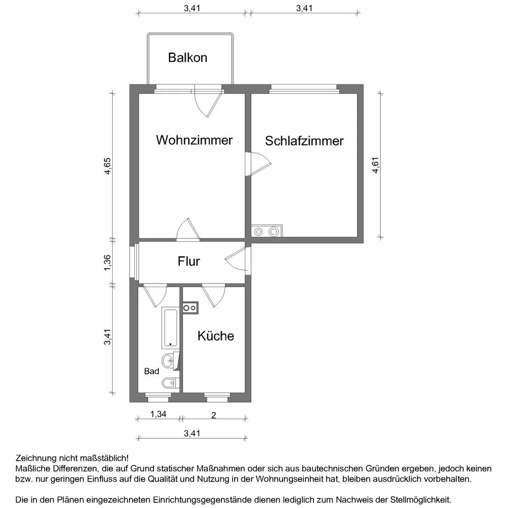 2 Zimmer Wohnung mit 49 m² in Zwickau – Bild 2
