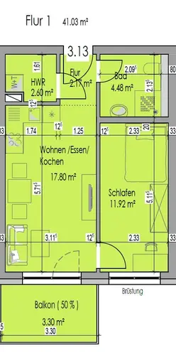2 Zimmer Wohnung mit 42 m² in Gießen – Bild 7