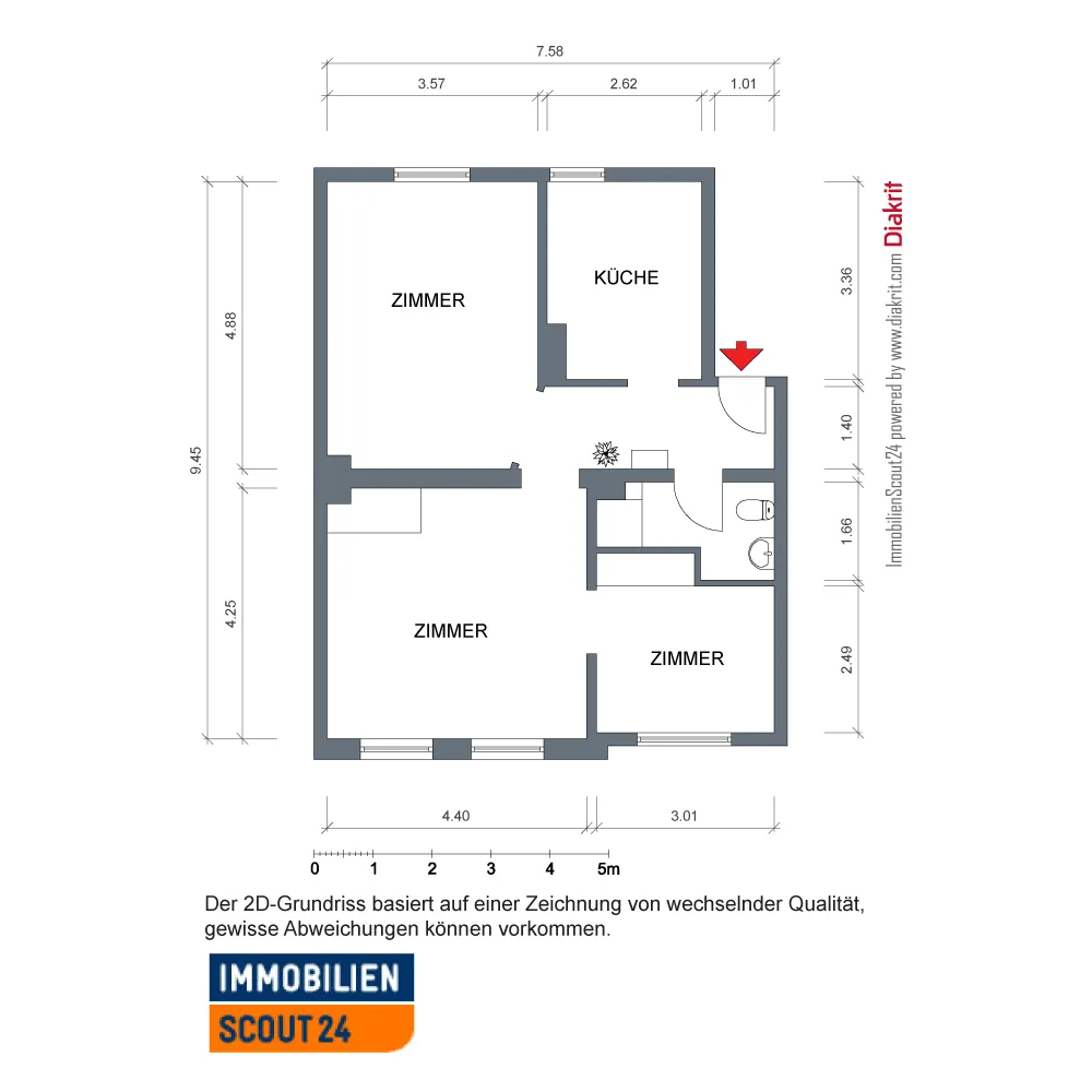 3 Zimmer Wohnung mit 62 m² in Kiel – Bild 2