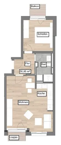 2 Zimmer Wohnung mit 57 m² in Dresden – Bild 2