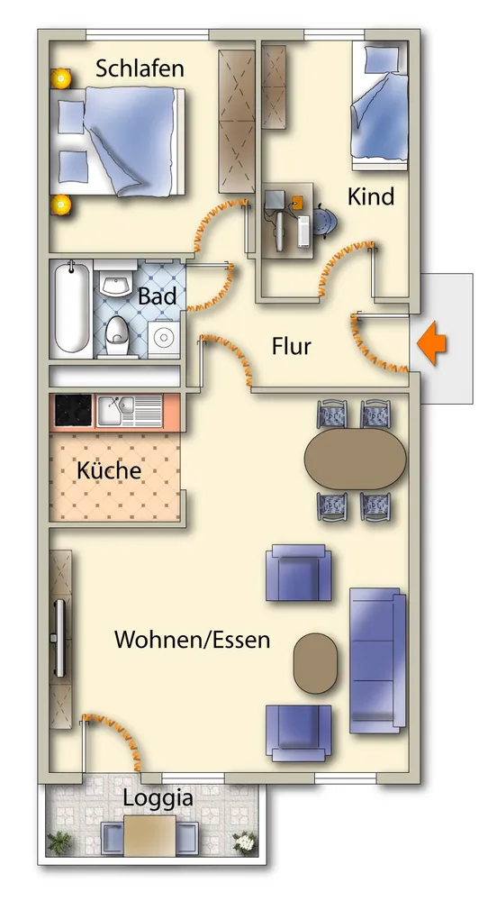 3 Zimmer Wohnung mit 69 m² in Freiberg – Bild 2