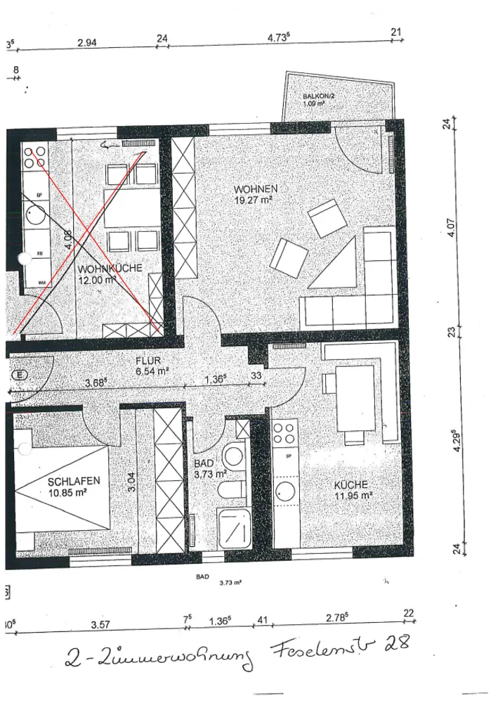 2 Zimmer Wohnung mit 52 m² in Ingolstadt – Bild 1