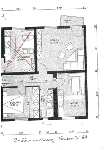 2 Zimmer Wohnung mit 52 m² in Ingolstadt – Bild 1