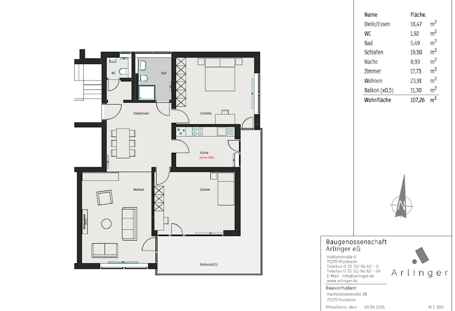 3 Zimmer Wohnung mit 106 m² in Pforzheim – Bild 3