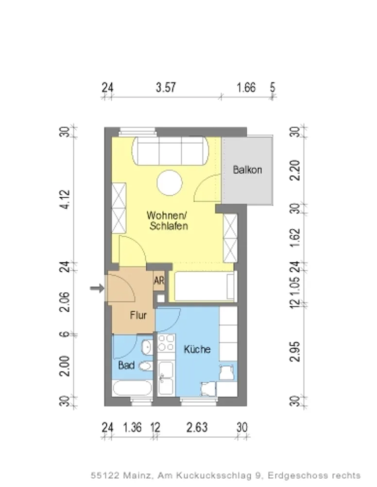1 Zimmer Wohnung mit 31 m² in Mainz – Bild 2