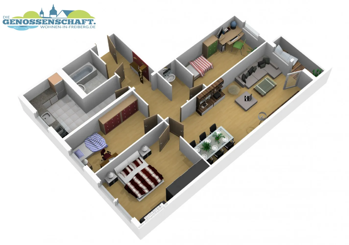 4 Zimmer Wohnung mit 89 m² in Freiberg – Bild 2