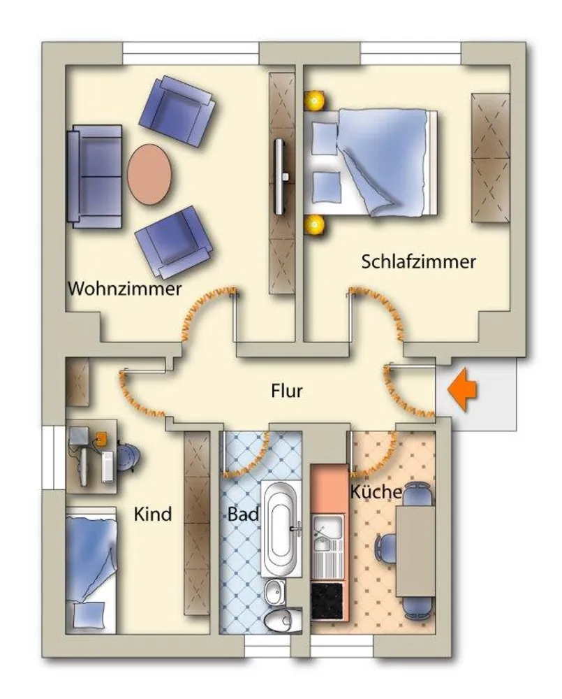 3 Zimmer Wohnung mit 59 m² in Freiberg – Bild 2