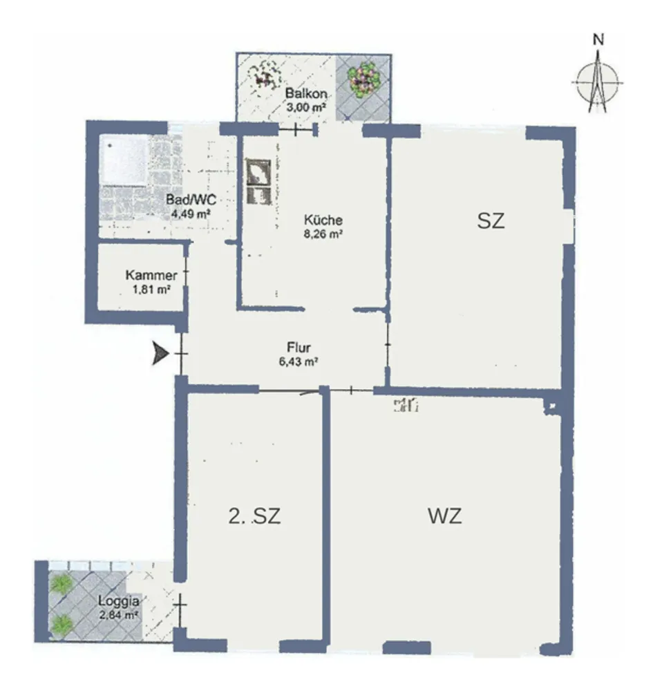 3 Zimmer Wohnung mit 71 m² in Essen – Bild 2