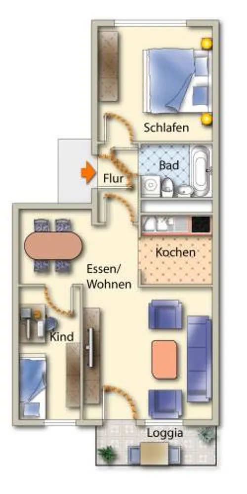 3 Zimmer Wohnung mit 56 m² in Freiberg – Bild 4