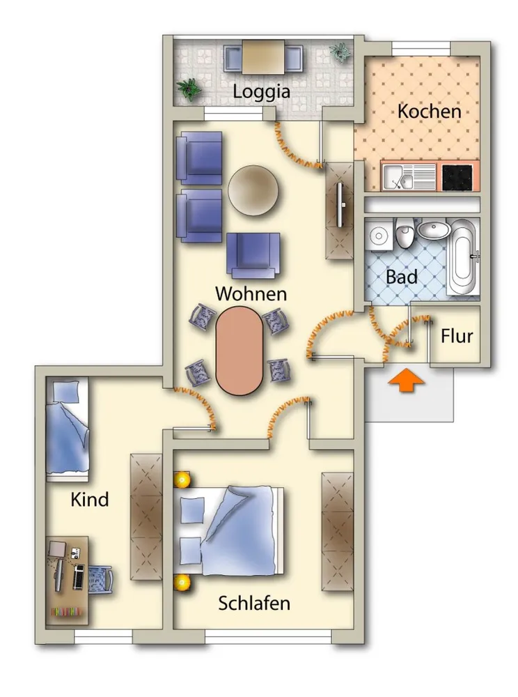 3 Zimmer Wohnung mit 58 m² in Freiberg – Bild 2