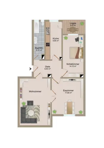 3 Zimmer Wohnung mit 78 m² in Leipzig – Bild 2