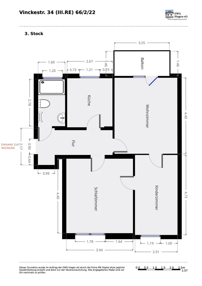 3 Zimmer Wohnung mit 68 m² in Hagen – Bild 3