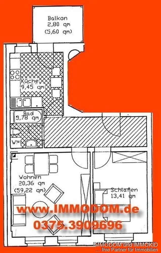 2 Zimmer Wohnung mit 59 m² in Zwickau – Bild 9