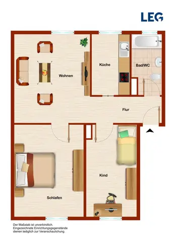 3 Zimmer Wohnung mit 52 m² in Hamm – Bild 2