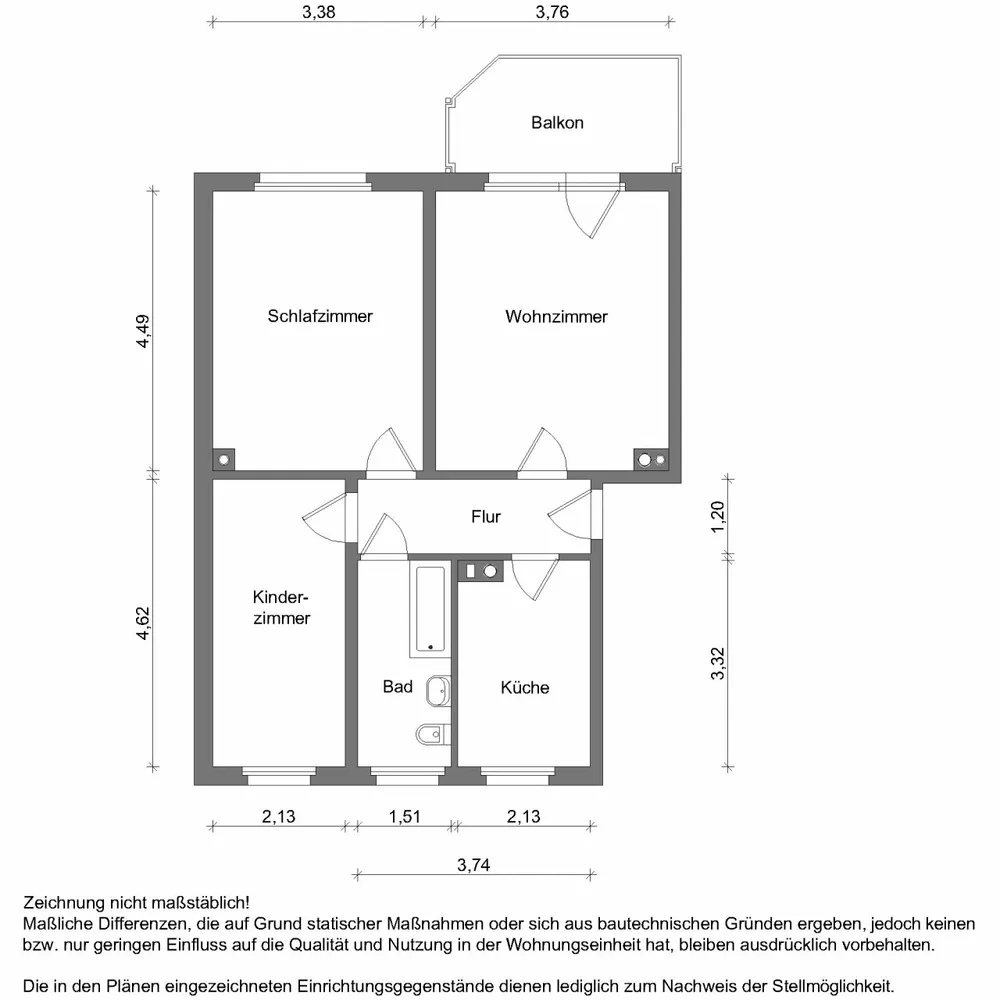 3 Zimmer Wohnung mit 58 m² in Zwickau – Bild 2