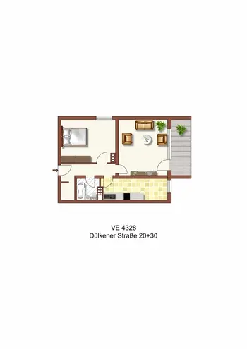 2 Zimmer Wohnung mit 58 m² in Krefeld – Bild 2