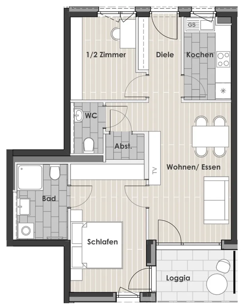 3 Zimmer Wohnung mit 64 m² in Neu-Ulm – Bild 2