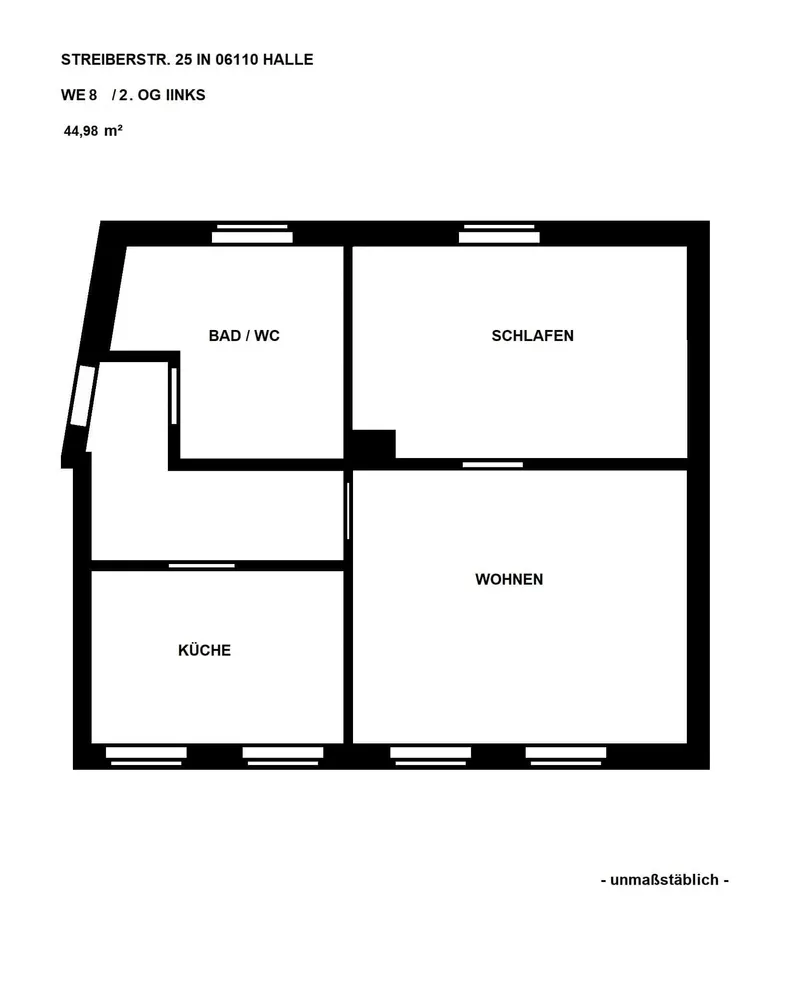2 Zimmer Wohnung mit 43 m² in Halle (Saale) – Bild 2