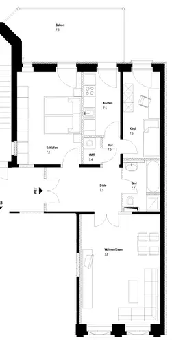 3 Zimmer Wohnung mit 80 m² in Leipzig – Bild 2
