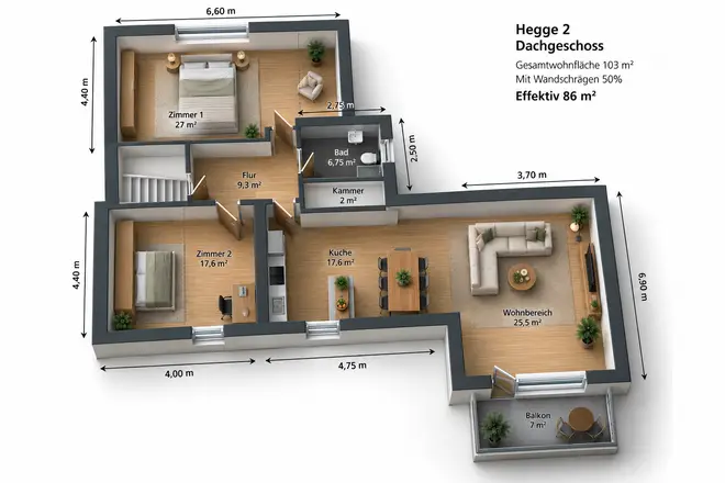 3 Zimmer Wohnung mit 86 m² in Hagen – Bild 1