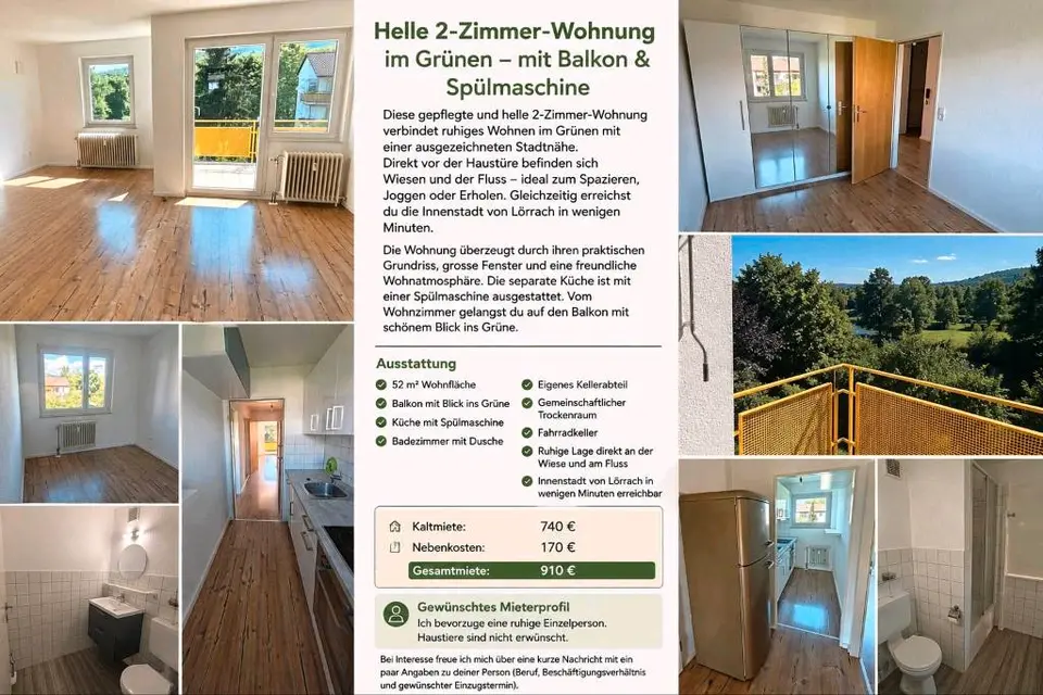 2 Zimmer Wohnung mit 52 m² in Lörrach – Bild 1