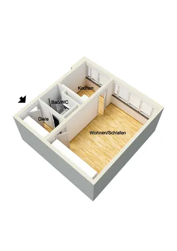 1 Zimmer Wohnung mit 32 m² in Rostock – Bild 3