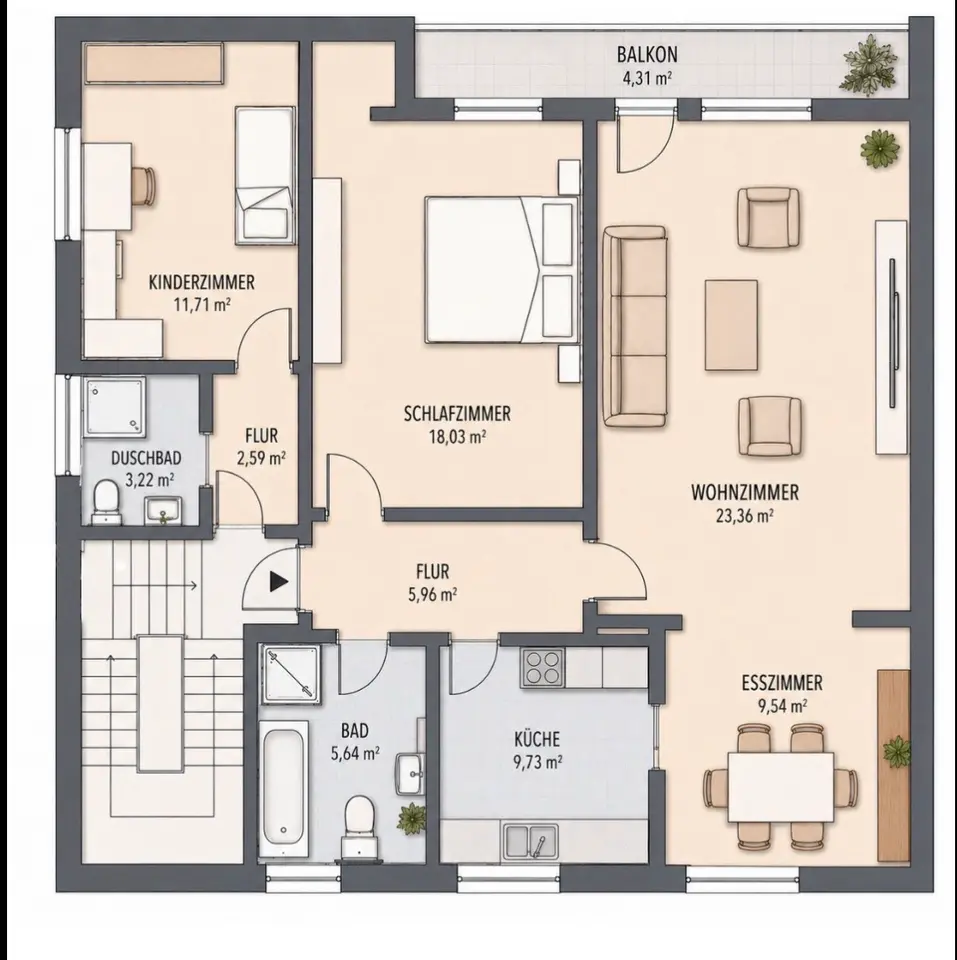3 Zimmer Wohnung mit 85 m² in Paderborn – Bild 2