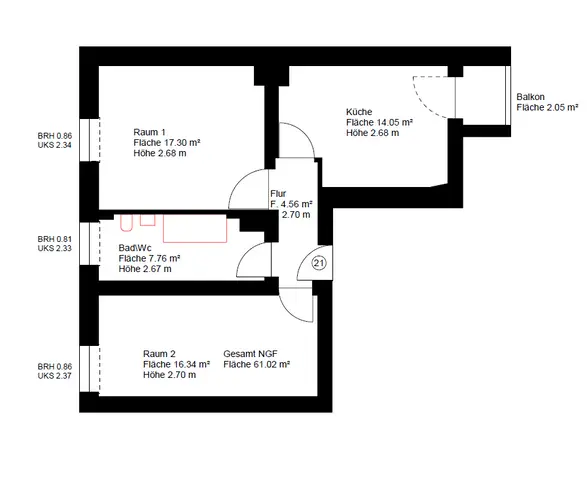 2 Zimmer Wohnung mit 61 m² in Augsburg – Bild 3