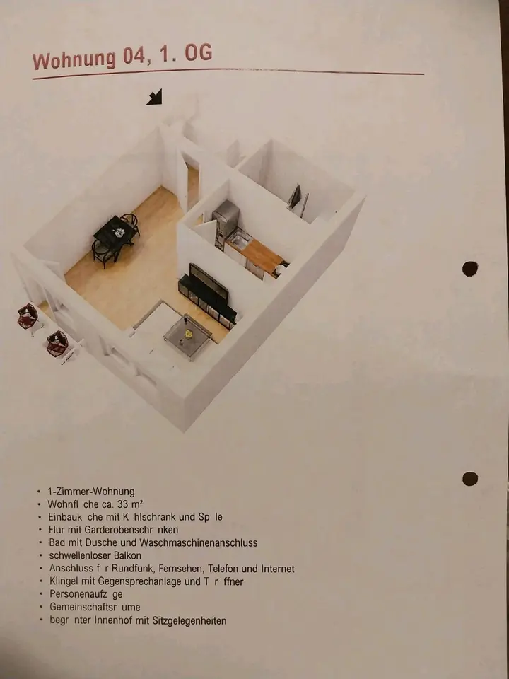 2 Zimmer Wohnung mit 31 m² in Cottbus – Bild 2