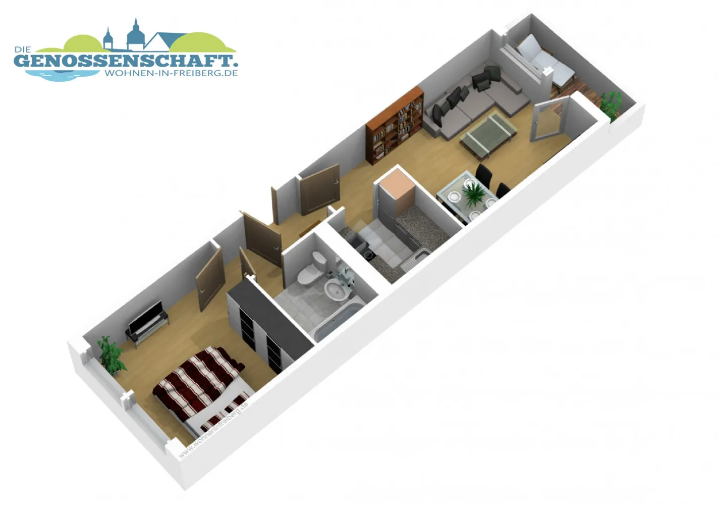 2 Zimmer Wohnung mit 40 m² in Freiberg – Bild 2