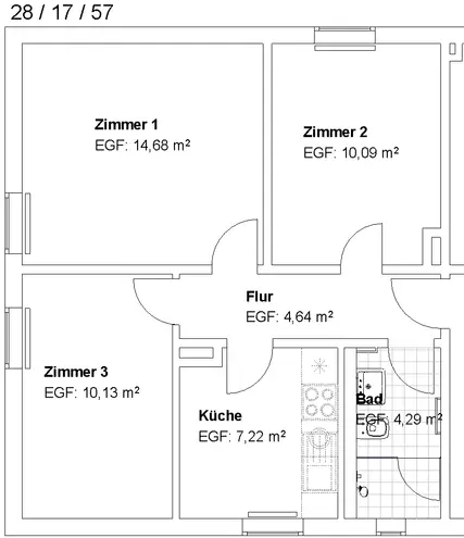 3 Zimmer Wohnung mit 52 m² in Kassel – Bild 2