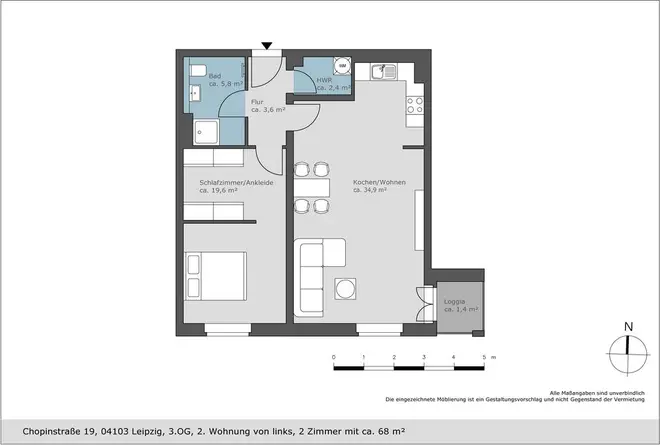 2 Zimmer Wohnung mit 68 m² in Leipzig – Bild 2