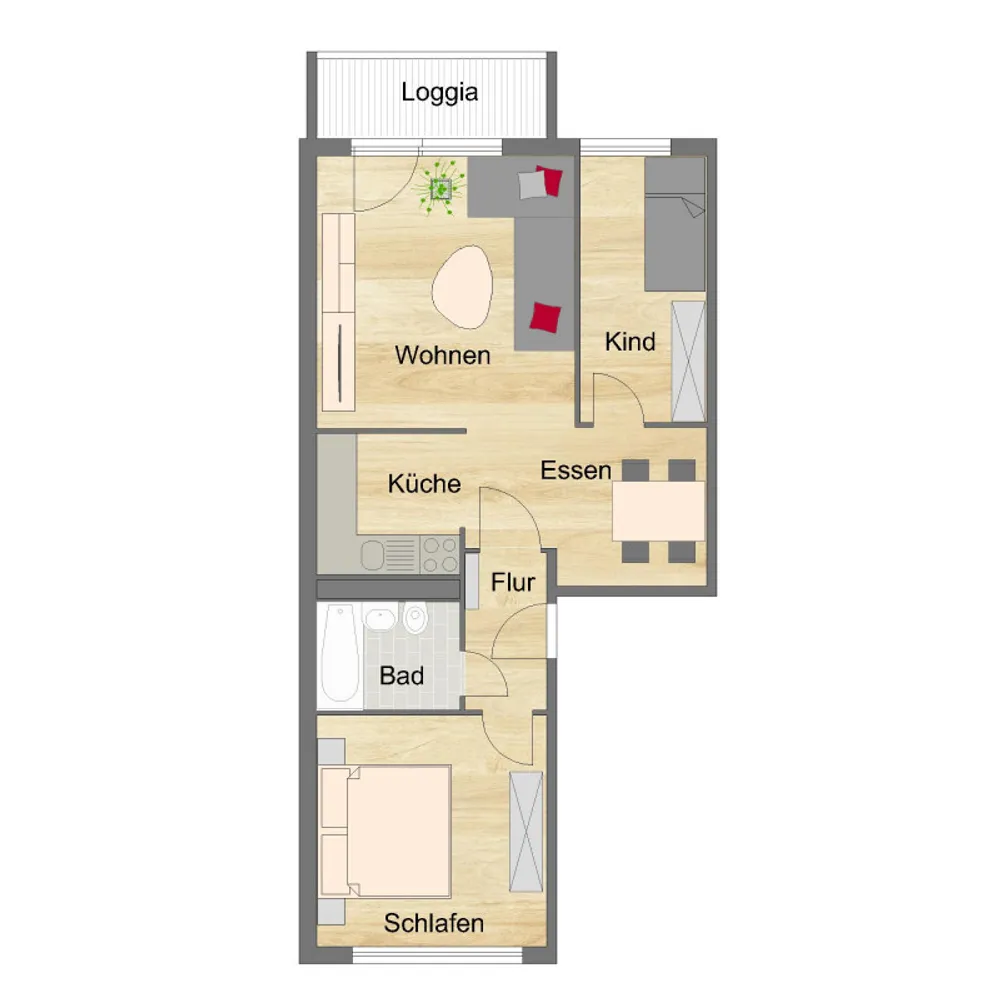 3 Zimmer Wohnung mit 57 m² in Zwickau – Bild 1