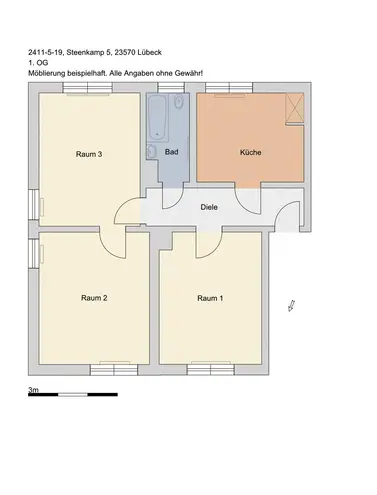 3 Zimmer Wohnung mit 69 m² in Lübeck – Bild 2