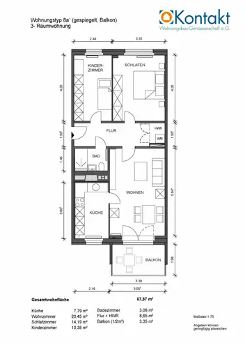 3 Zimmer Wohnung mit 68 m² in Leipzig – Bild 2