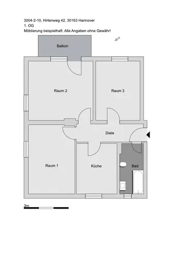 3 Zimmer Wohnung mit 67 m² in Hannover – Bild 2