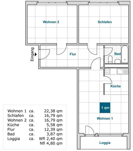 3 Zimmer Wohnung mit 80 m² in Dresden – Bild 2