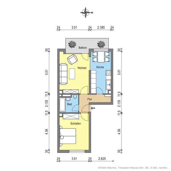 3 Zimmer Wohnung mit 55 m² in Worms – Bild 5
