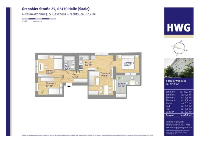 4 Zimmer Wohnung mit 67 m² in Halle (Saale) – Bild 2