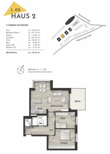 3 Zimmer Wohnung mit 76 m² in Stuttgart – Bild 3