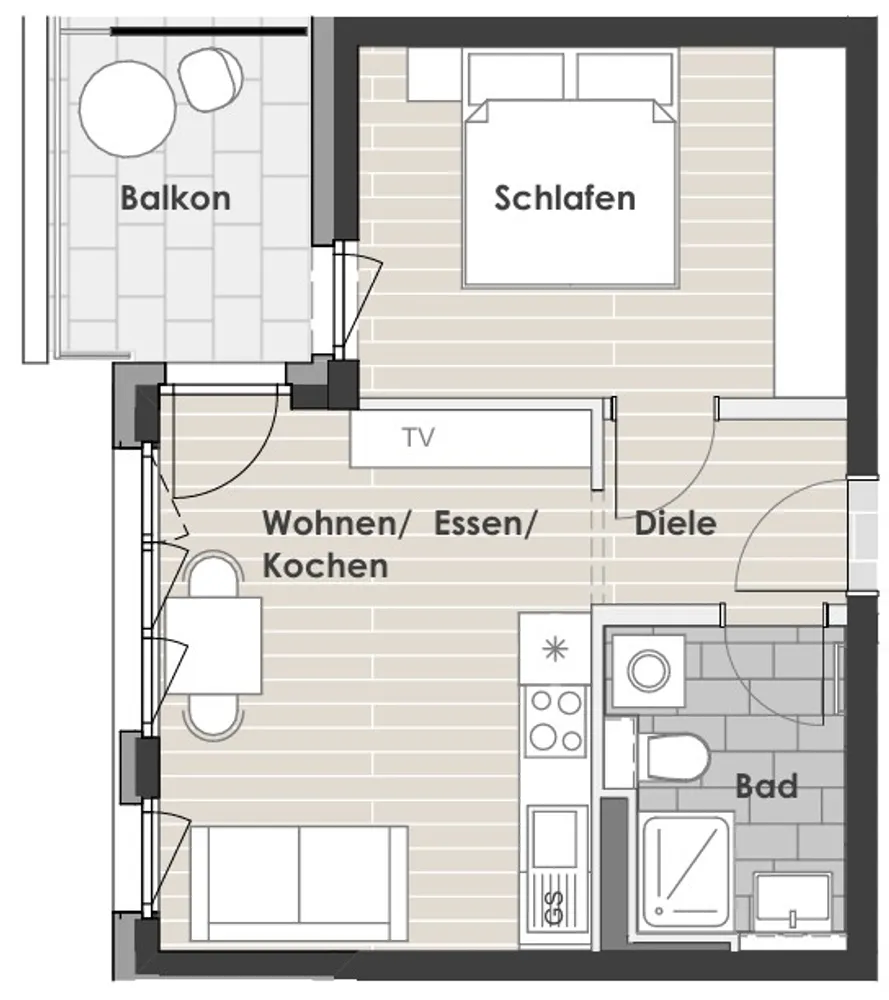 2 Zimmer Wohnung mit 39 m² in Neu-Ulm – Bild 2
