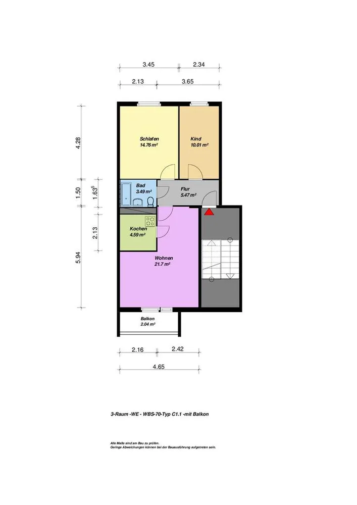 3 Zimmer Wohnung mit 62 m² in Neubrandenburg – Bild 7