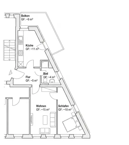 2 Zimmer Wohnung mit 49 m² in Leipzig – Bild 2