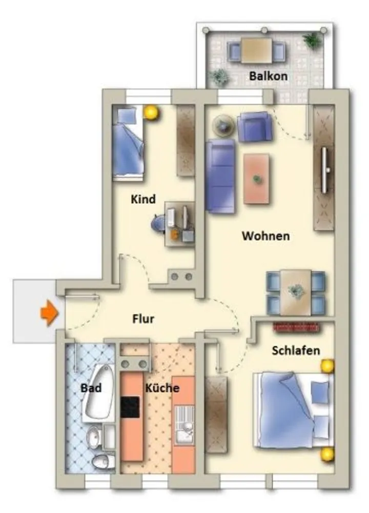 3 Zimmer Wohnung mit 60 m² in Freiberg – Bild 3