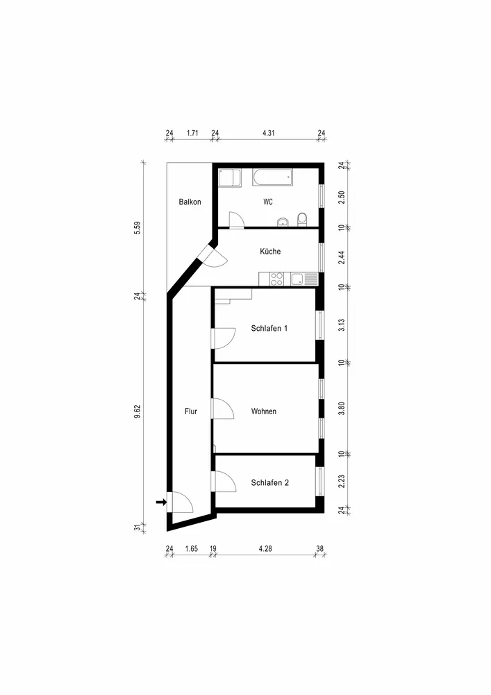 3 Zimmer Wohnung mit 80 m² in Erfurt – Bild 2