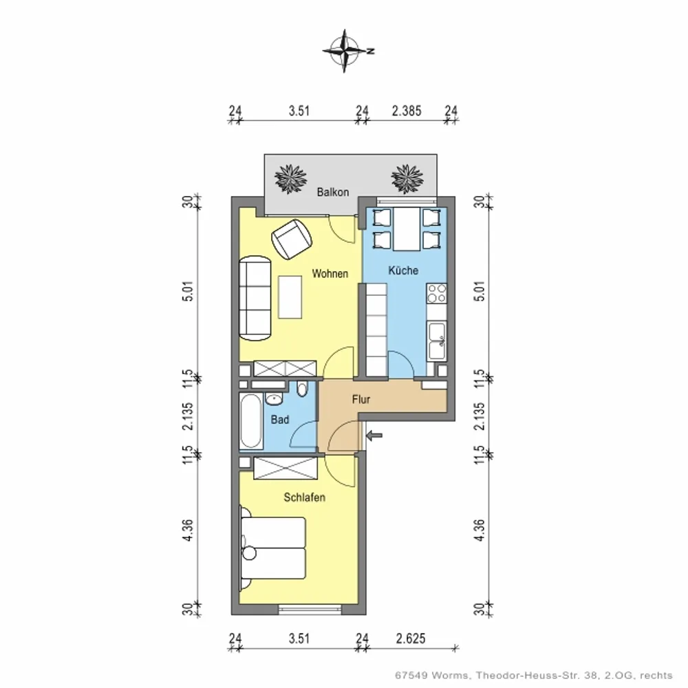 3 Zimmer Wohnung mit 55 m² in Worms – Bild 4