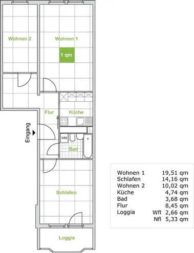3 Zimmer Wohnung mit 66 m² in Dresden – Bild 2